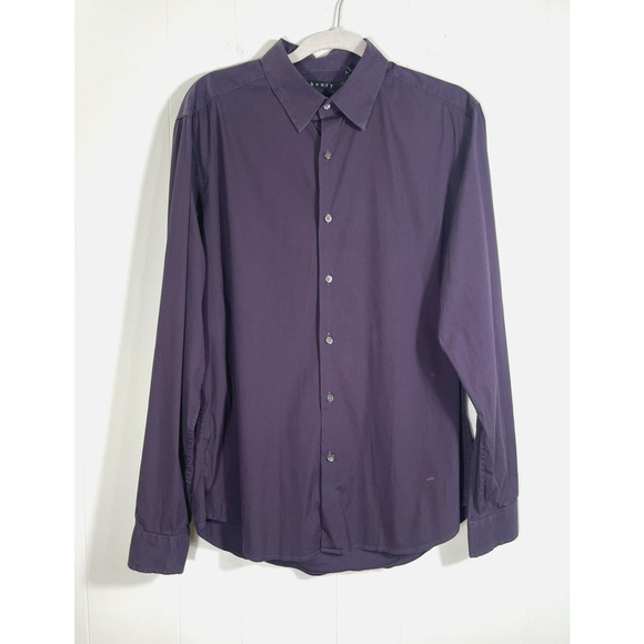 Theory Sylvain Wealth Shirt Poplin Knit Button Up Stretch Purple Size Large - Picture 1 of 10